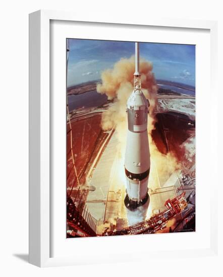 Apollo 11 Space Ship Lifting Off on Historic Flight to Moon-Ralph Morse-Framed Photographic Print