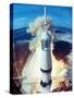 Apollo 11 Spacecraft Lifting Off Launch Pad at Cape Kennedy-null-Stretched Canvas