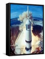 Apollo 11 Spacecraft Lifting Off Launch Pad at Cape Kennedy-null-Framed Stretched Canvas