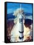 Apollo 11 Spacecraft Lifting Off Launch Pad at Cape Kennedy-null-Framed Stretched Canvas