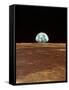 Apollo 11 View of Earth Rising Over Moon's Horizon-null-Framed Stretched Canvas