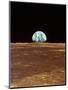 Apollo 11 View of Earth Rising Over Moon's Horizon-null-Mounted Premium Photographic Print