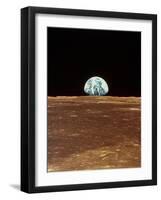 Apollo 11 View of Earth Rising Over Moon's Horizon-null-Framed Photographic Print