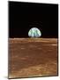 Apollo 11 View of Earth Rising Over Moon's Horizon-null-Mounted Photographic Print