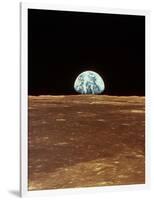 Apollo 11 View of Earth Rising Over Moon's Horizon-null-Framed Photographic Print