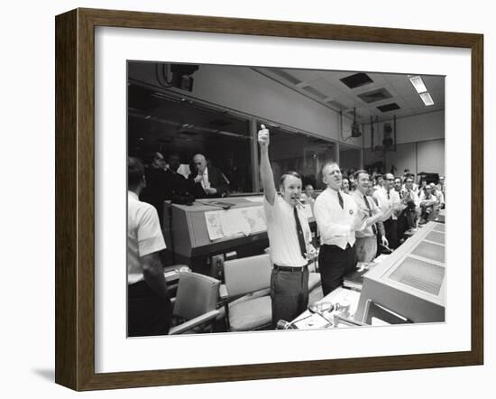 Apollo 13 Flight Directors Applaud the Successful Splashdown of the Command Module-null-Framed Photo