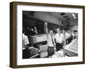 Apollo 13 Flight Directors Applaud the Successful Splashdown of the Command Module-null-Framed Photo