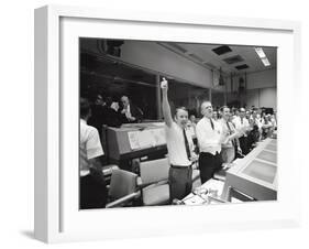 Apollo 13 Flight Directors Applaud the Successful Splashdown of the Command Module-null-Framed Photo