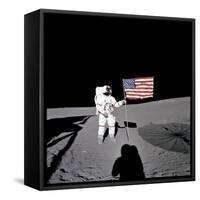 Apollo 14 Astronaut Alan B Shepard Stands by the US Flag on the Lunar Fra Mauro Highlands-null-Framed Stretched Canvas