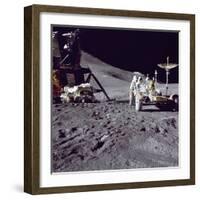 Apollo 15 Astronaut James Irwin Loads Lunar Roving Vehicle at the Hadley-Apennine Landing Site-null-Framed Photo