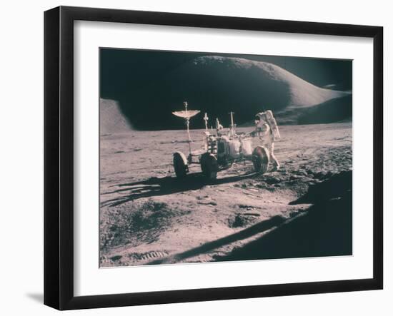 Apollo 15 Astronaut James Irwin with the Lunar Rover, August 1971-null-Framed Photographic Print