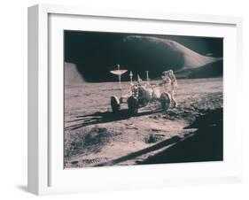 Apollo 15 Astronaut James Irwin with the Lunar Rover, August 1971-null-Framed Photographic Print
