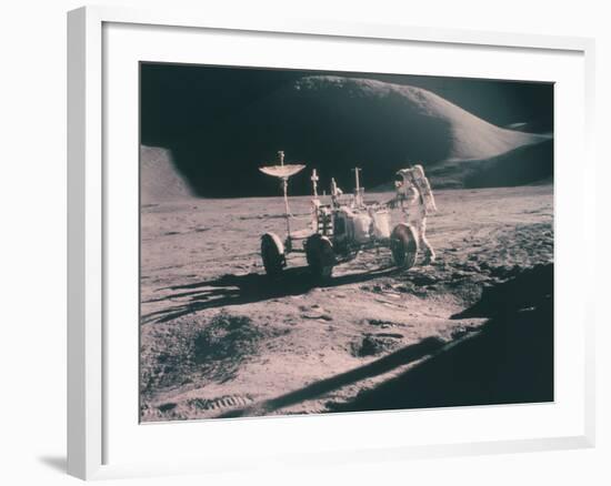 Apollo 15 Astronaut James Irwin with the Lunar Rover, August 1971-null-Framed Photographic Print