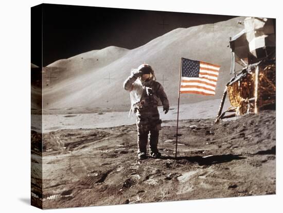 Apollo 15 Moonwalk 1971-null-Stretched Canvas