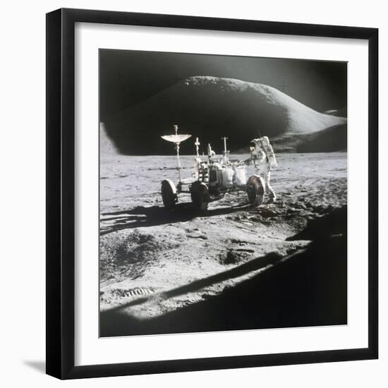 Apollo 15 Moonwalk 1971-null-Framed Premium Photographic Print