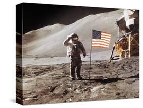 Apollo 15 Moonwalk 1971-null-Stretched Canvas