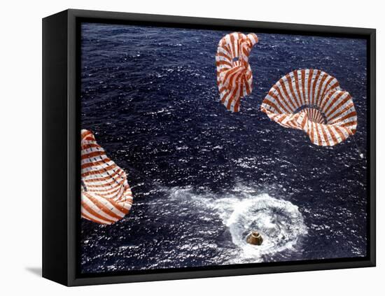 Apollo 15 Splashing Down in Pacific Ocean W. Parachutes Trailing Behind-null-Framed Stretched Canvas