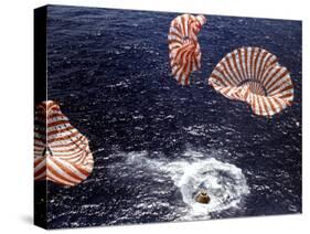 Apollo 15 Splashing Down in Pacific Ocean W. Parachutes Trailing Behind-null-Stretched Canvas