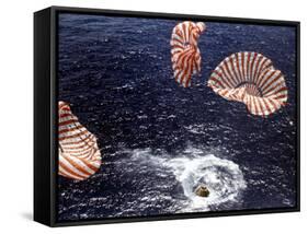 Apollo 15 Splashing Down in Pacific Ocean W. Parachutes Trailing Behind-null-Framed Stretched Canvas