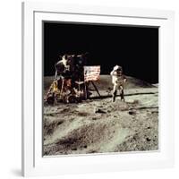 Apollo 16 Astronaut Salutes the US Flag on the Moon, July 21-24, 1971-null-Framed Photo