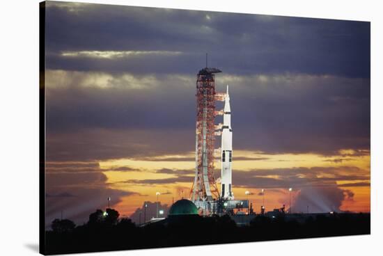 Apollo 17 and Launch Pad with Sunrise-null-Stretched Canvas