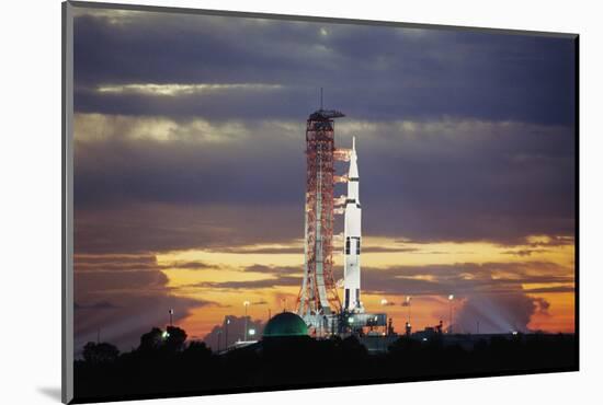 Apollo 17 and Launch Pad with Sunrise-null-Mounted Photographic Print
