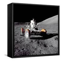 Apollo 17 Astronaut Eugene A. Cernan Driving the Lunar Rover, 1972-null-Framed Stretched Canvas