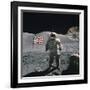 Apollo 17 Astronaut Stands Between US Flag and Lunar Rover, Dec 12, 1971-null-Framed Photo