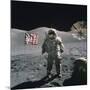 Apollo 17 Astronaut Stands Between US Flag and Lunar Rover, Dec 12, 1971-null-Mounted Photo