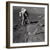 Apollo 17 Geologist-Astronaut Harrison Schmitt Covered with Lunar Dirt-null-Framed Photo