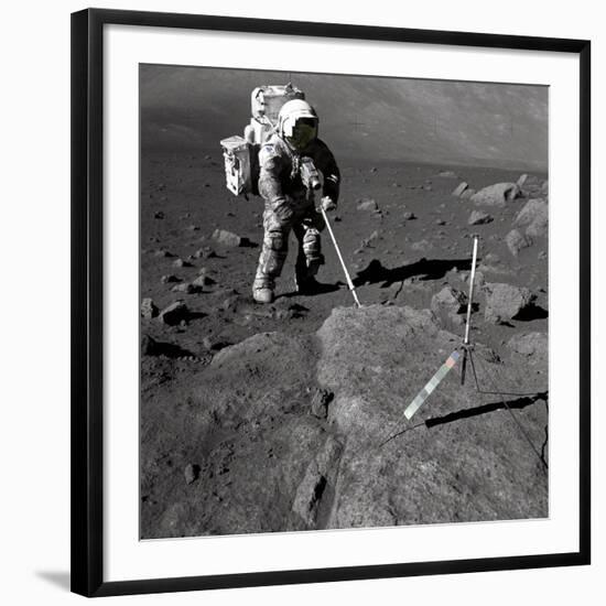 Apollo 17 Geologist-Astronaut Harrison Schmitt Covered with Lunar Dirt-null-Framed Photo