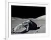 Apollo 17 Geologist-Astronaut Harrison Schmitt Standing Next to a Huge, Split Lunar Boulder-null-Framed Photo