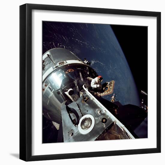 Apollo 9 Astronaut Dave Scott Stands in Open Hatch of Command Module-null-Framed Photo