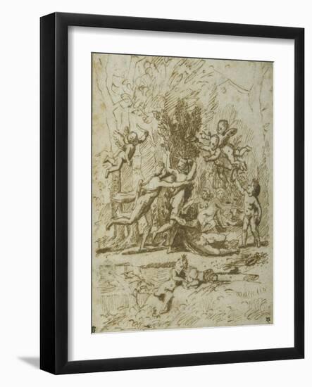 Apollo and Daphne, C.1635-Nicolas Poussin-Framed Giclee Print