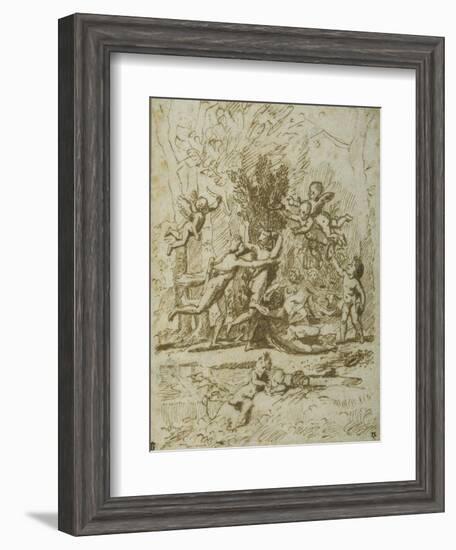 Apollo and Daphne, C.1635-Nicolas Poussin-Framed Giclee Print