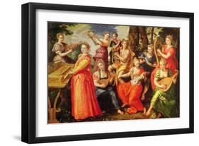 Apollo and the Muses (Oil on Wood)-Maarten de Vos-Framed Giclee Print
