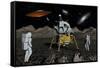 Apollo Astronauts Coming into Contact with an Alien Ufo While on the Moon-null-Framed Stretched Canvas