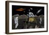 Apollo Astronauts Coming into Contact with an Alien Ufo While on the Moon-null-Framed Premium Giclee Print