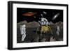 Apollo Astronauts Coming into Contact with an Alien Ufo While on the Moon-null-Framed Premium Giclee Print