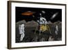 Apollo Astronauts Coming into Contact with an Alien Ufo While on the Moon-null-Framed Art Print