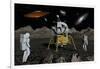 Apollo Astronauts Coming into Contact with an Alien Ufo While on the Moon-null-Framed Art Print