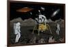 Apollo Astronauts Coming into Contact with an Alien Ufo While on the Moon-null-Framed Art Print