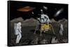 Apollo Astronauts Coming into Contact with an Alien Ufo While on the Moon-null-Framed Stretched Canvas