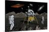 Apollo Astronauts Coming into Contact with an Alien Ufo While on the Moon-null-Stretched Canvas