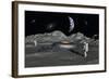 Apollo Astronauts Discover a Ufo on the Surface of the Moon-Stocktrek Images-Framed Art Print