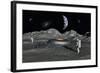 Apollo Astronauts Discover a Ufo on the Surface of the Moon-Stocktrek Images-Framed Art Print