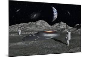 Apollo Astronauts Discover a Ufo on the Surface of the Moon-Stocktrek Images-Mounted Art Print