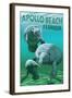 Apollo Beach, Florida - Manatees-Lantern Press-Framed Art Print