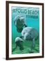 Apollo Beach, Florida - Manatees-Lantern Press-Framed Art Print