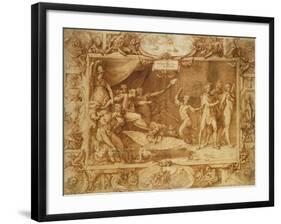 Apollo Being Led Astray, C.1572 (Pen and Ink with Wash on Tracing Paper over Pencil)-Federico Zuccaro-Framed Giclee Print